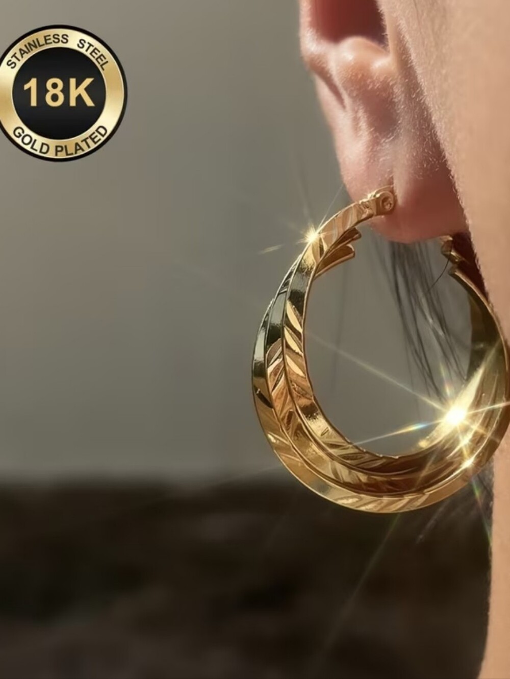 Pair Of 18K Gold-Plated Hoop Earrings